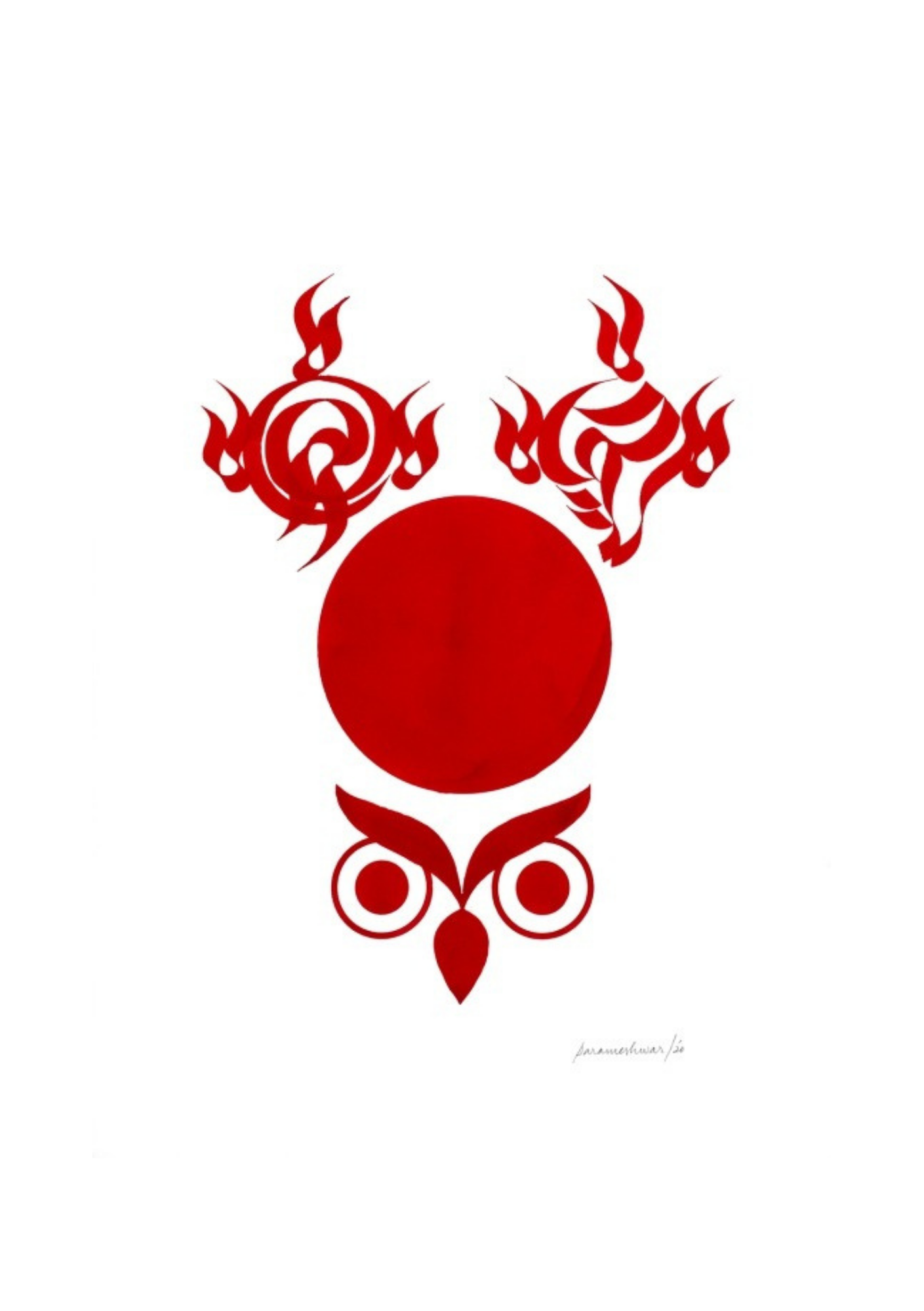 Bindu, Shankha Chakra, and Uluka Vahanam signifying Sri Lakshmi Ammavaru