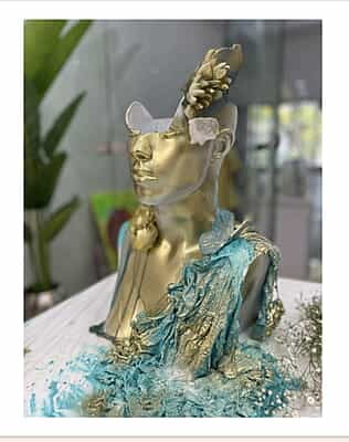 Resin face sculpture